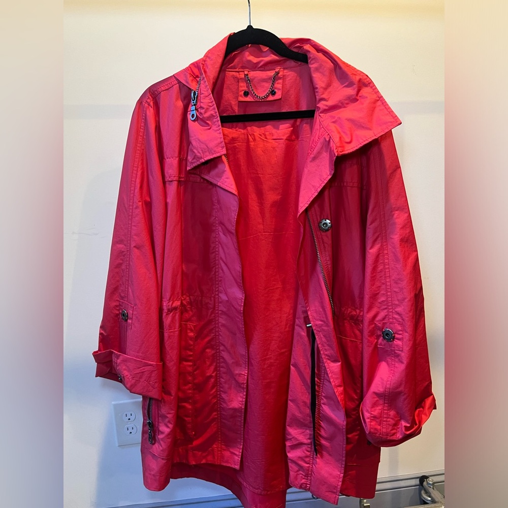 Women's Red Rain Jacket‎ Trench Coat
